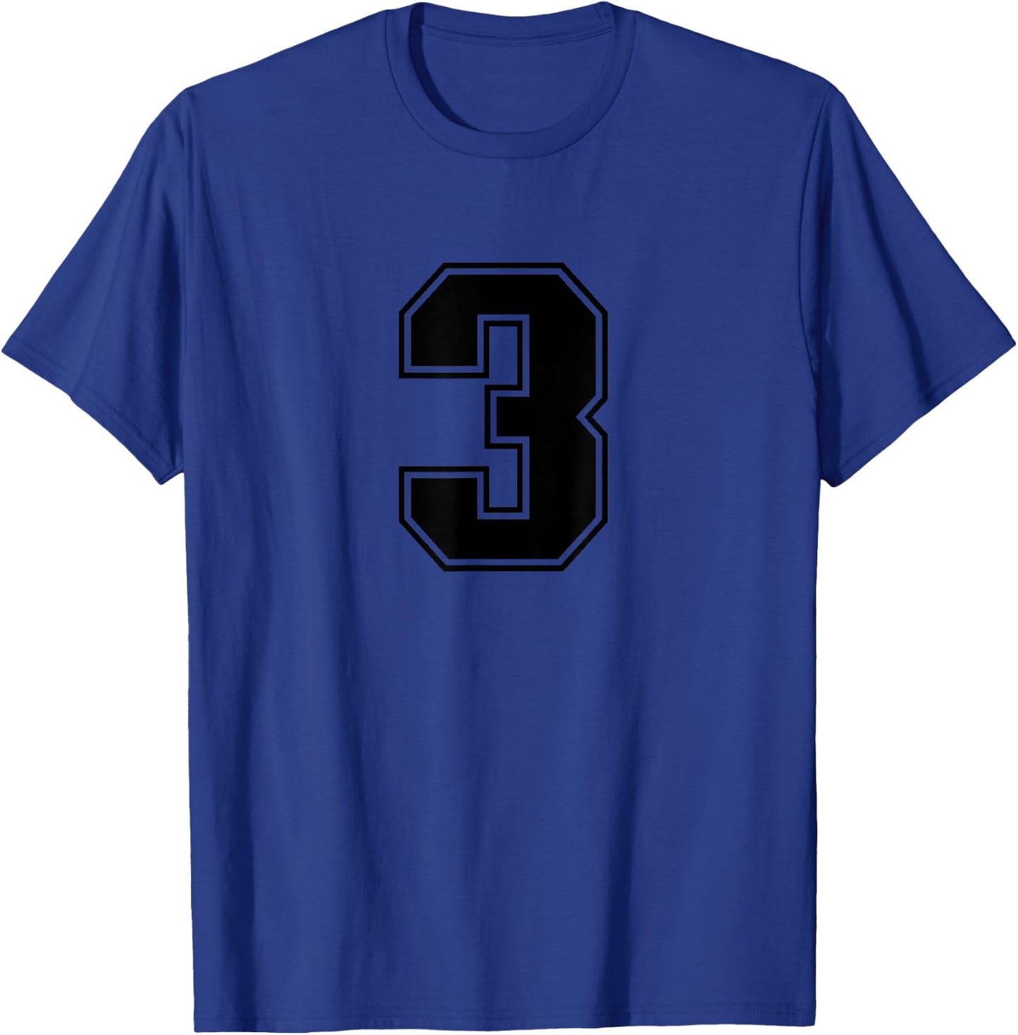 Number #3 Black Sports Number T-Shirt - T-Shirt | Royal