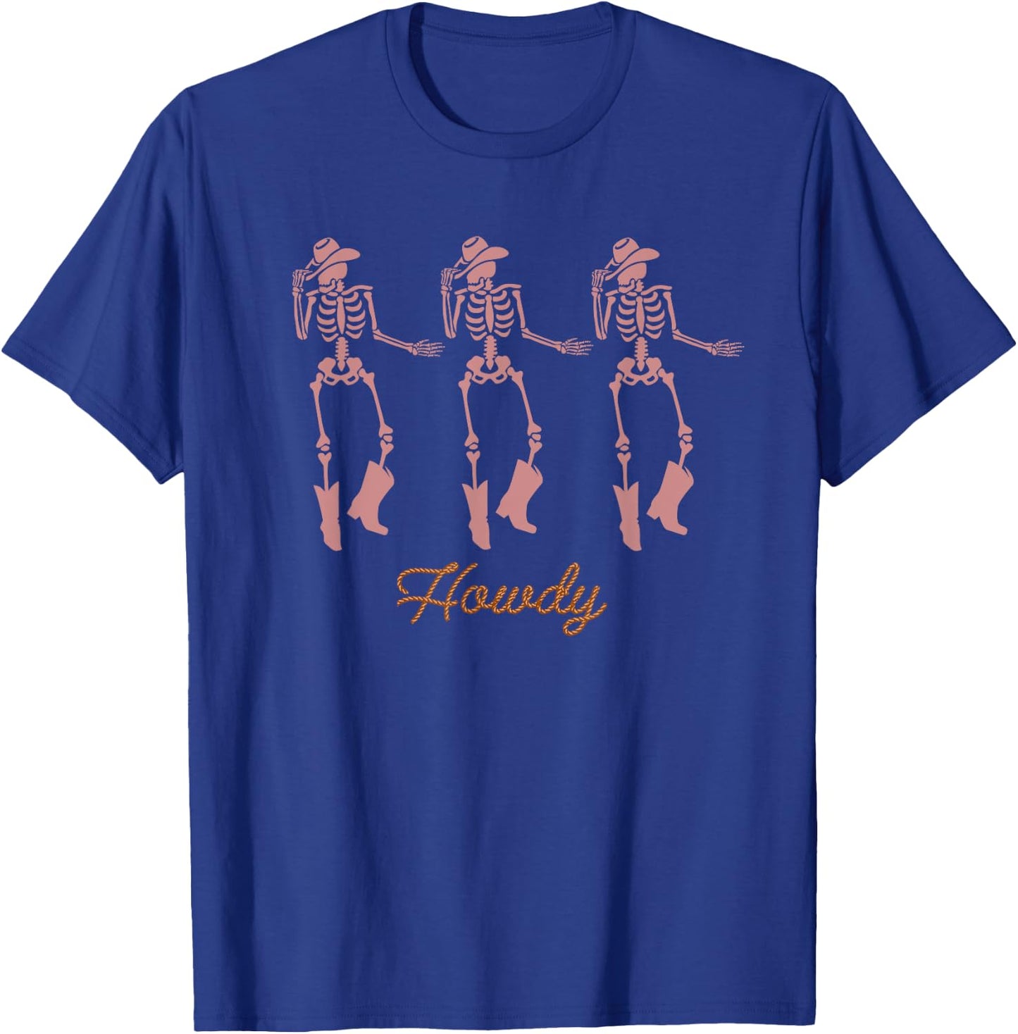 Retro Howdy Skeleton Cowgirl Dancing Cowboy Boots Horse T-Shirt - T-Shirt | Royal