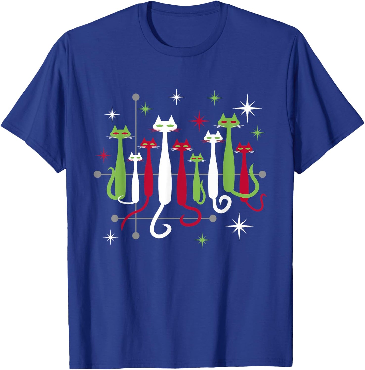 Vintage Retro Mid-Century Modern Christmas Cats 50s 60s Look T-Shirt - T-Shirt | Royal