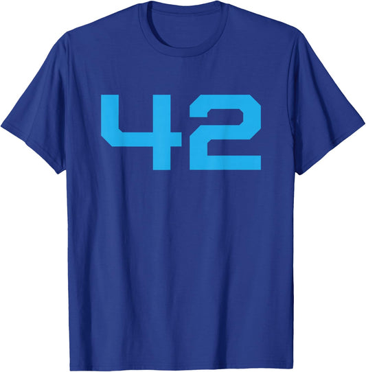 Number #42 Sports Jersey Sky Blue Lucky Number T-Shirt - T-Shirt | Royal