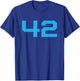 Number #42 Sports Jersey Sky Blue Lucky Number T-Shirt - T-Shirt | Royal