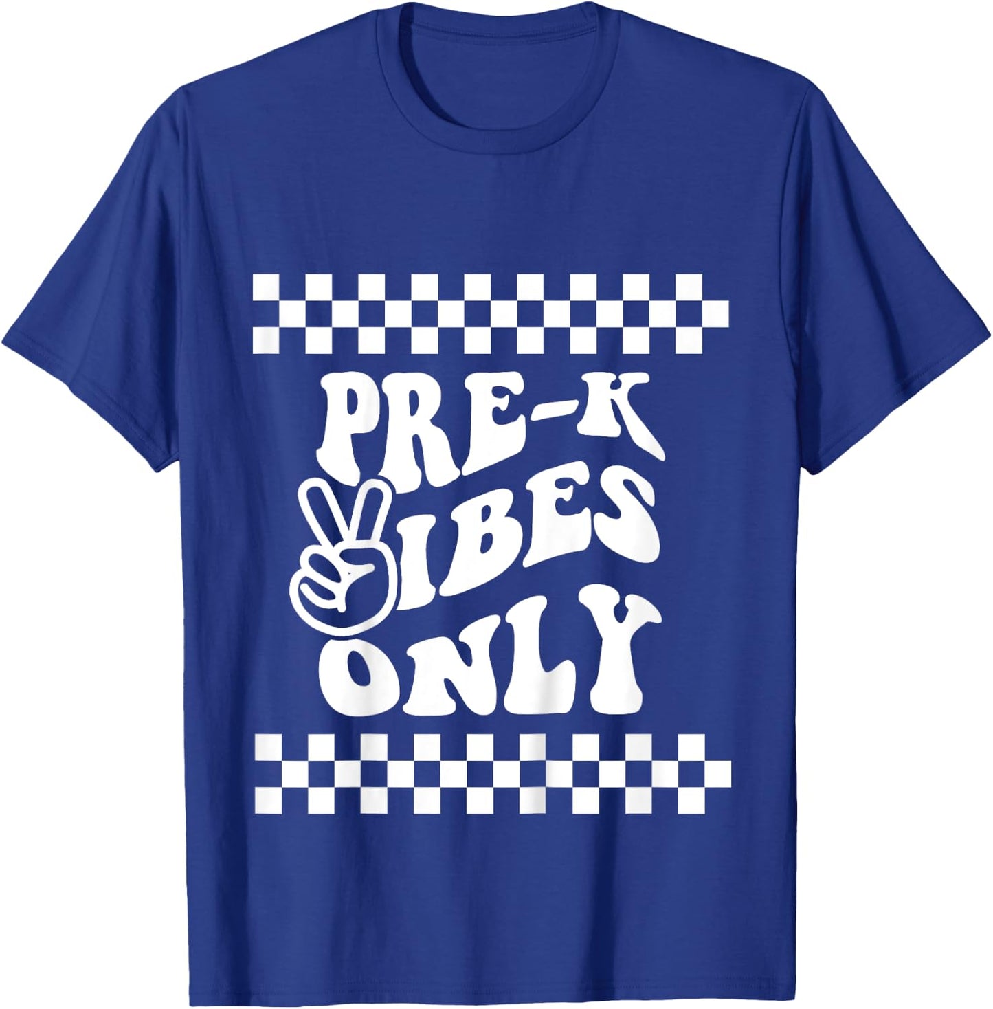 Pre K Vibes Only Retro Girl First Day of PreK Boy Toddlers T-Shirt - T-Shirt | Royal