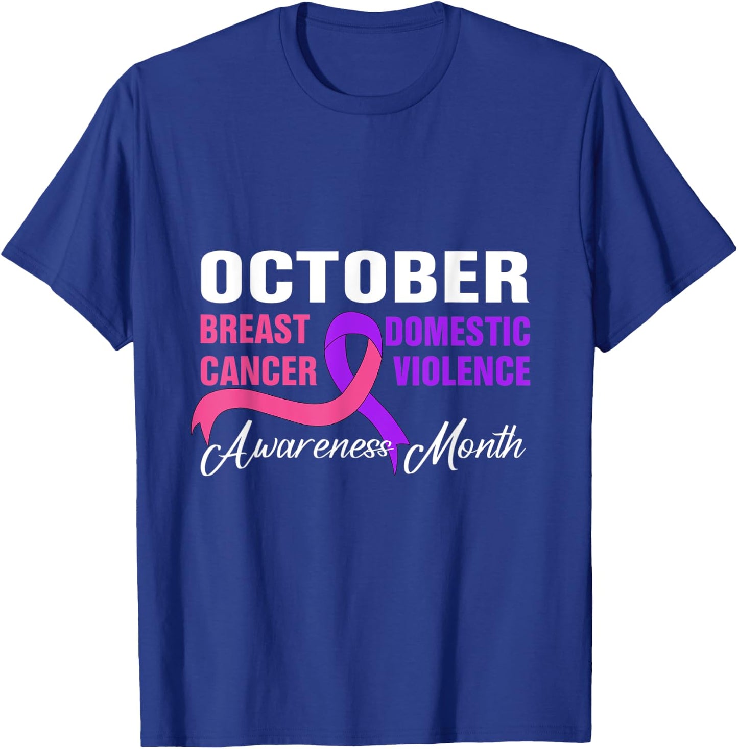 Breast Cancer Domestic Violence Awareness Month Ribbon T-Shirt - T-Shirt | Royal