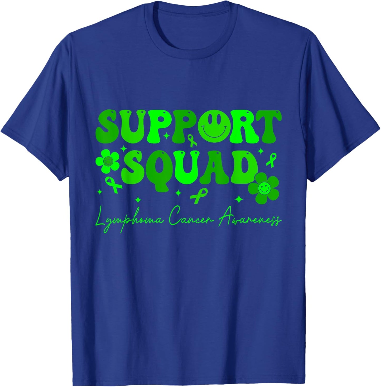 Support Squad Lymphoma Cancer Awareness Lime Green Ribbon T-Shirt - T-Shirt | Royal
