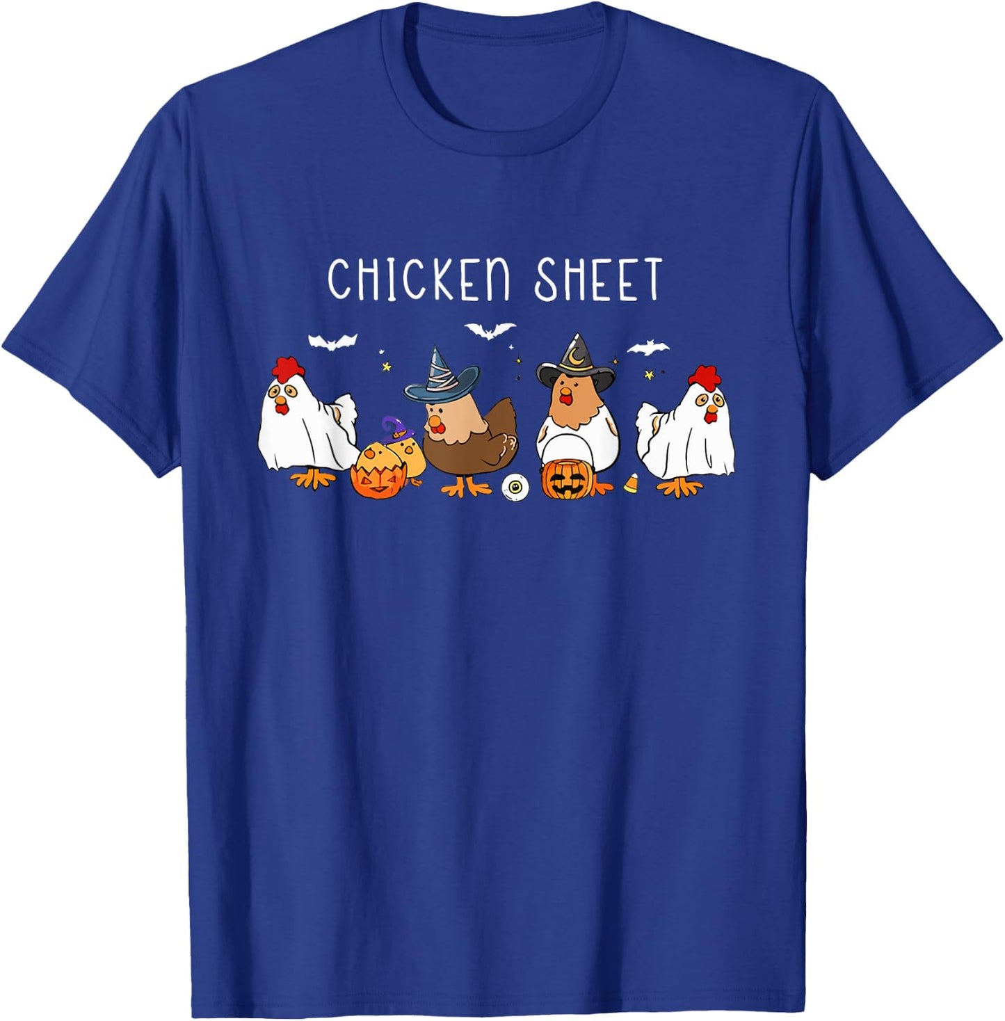 Funny Chickens Boo Ghost Farm Animal Halloween Chicken Sheet T-Shirt - T-Shirt | Royal