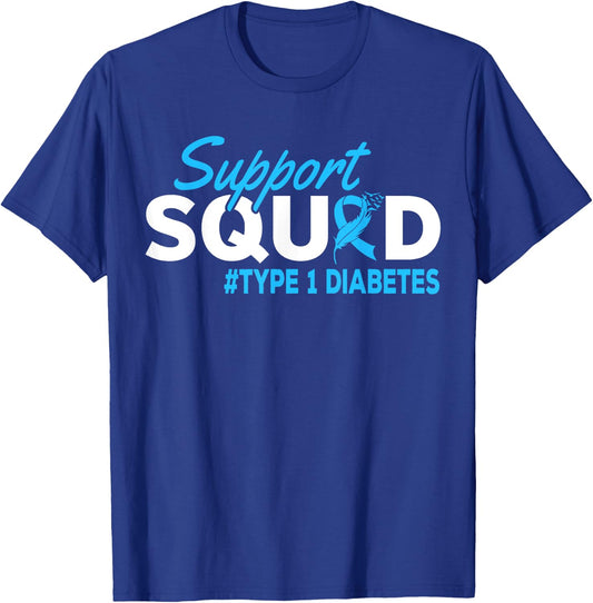 Support Squad Diabetes Type 1 Diabetes Awareness T-Shirt - T-Shirt | Royal