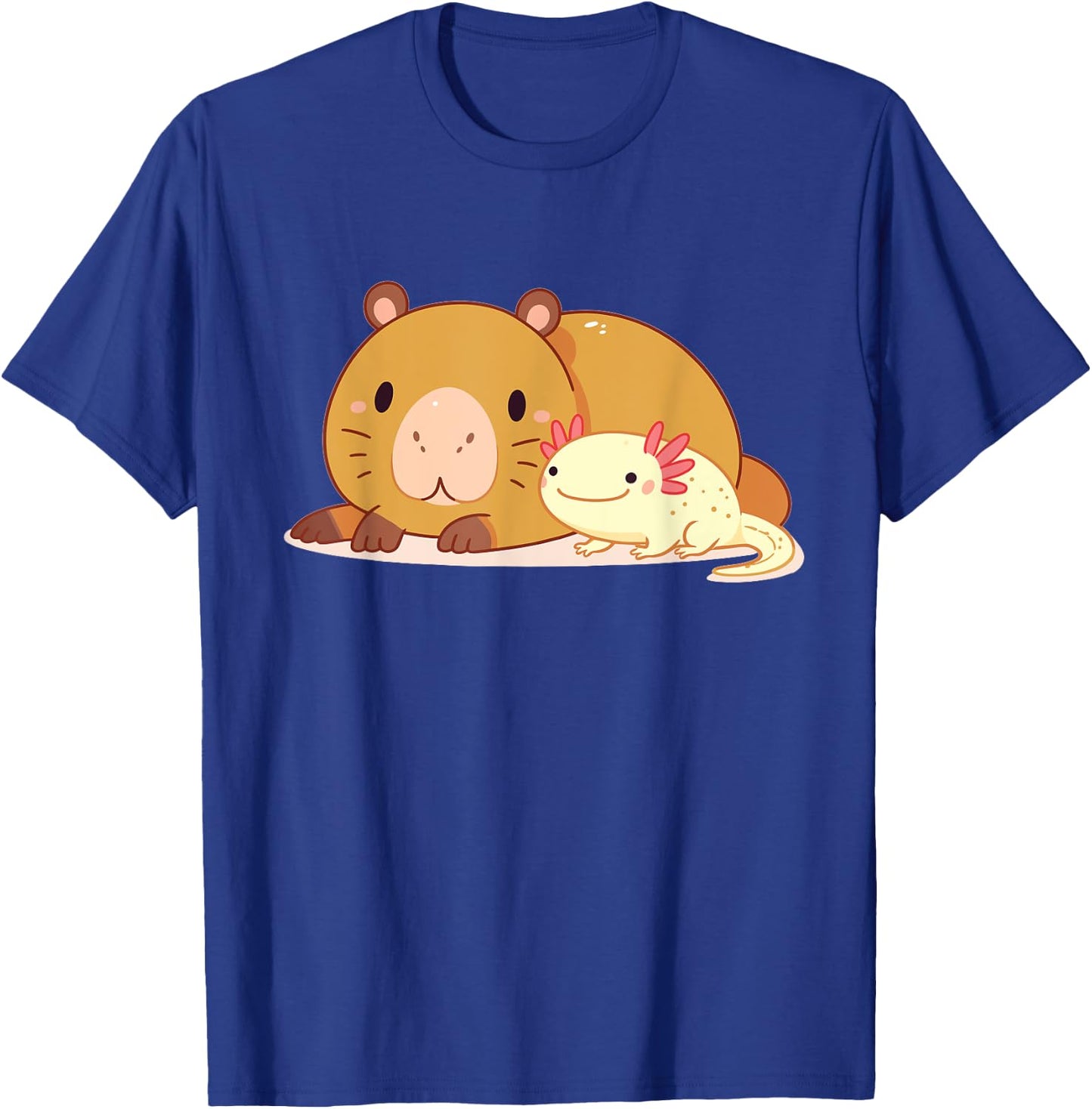 Cute Thick Axolotl With Capybara T-Shirt - T-Shirt | Royal