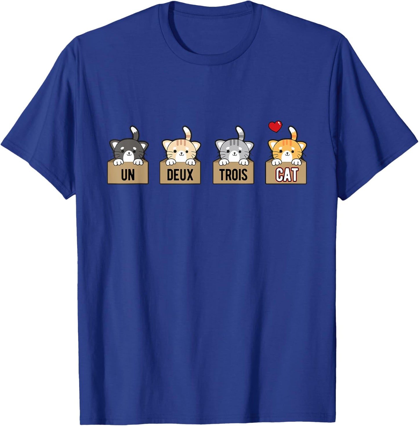 Un Deux Trois Cat Funny French Cat Pun T-Shirt - T-Shirt | Royal
