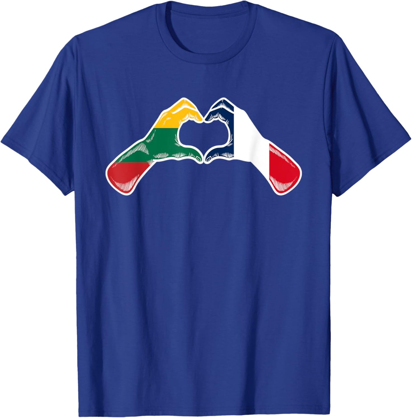 Lithuania France Flag - Lithuanian French Heart T-Shirt - T-Shirt | Royal
