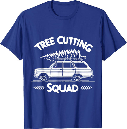 Christmas Tree Cutting Squad Retro T-Shirt - T-Shirt | Royal