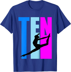 Kids 10th Birthday Gymnastics Girls Gymnast Dance Dancer Dancing T-Shirt - T-Shirt | Royal