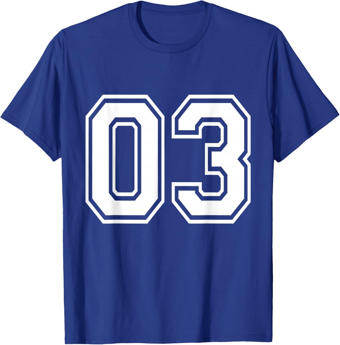 Number 03 Varsity Sports Team Jersey 3rd Birthday 3 Years T-Shirt - T-Shirt | Royal