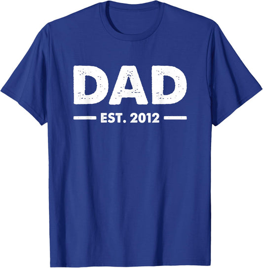 Dad Est 2012 - Dad Established 2012 T-Shirt - T-Shirt | Royal