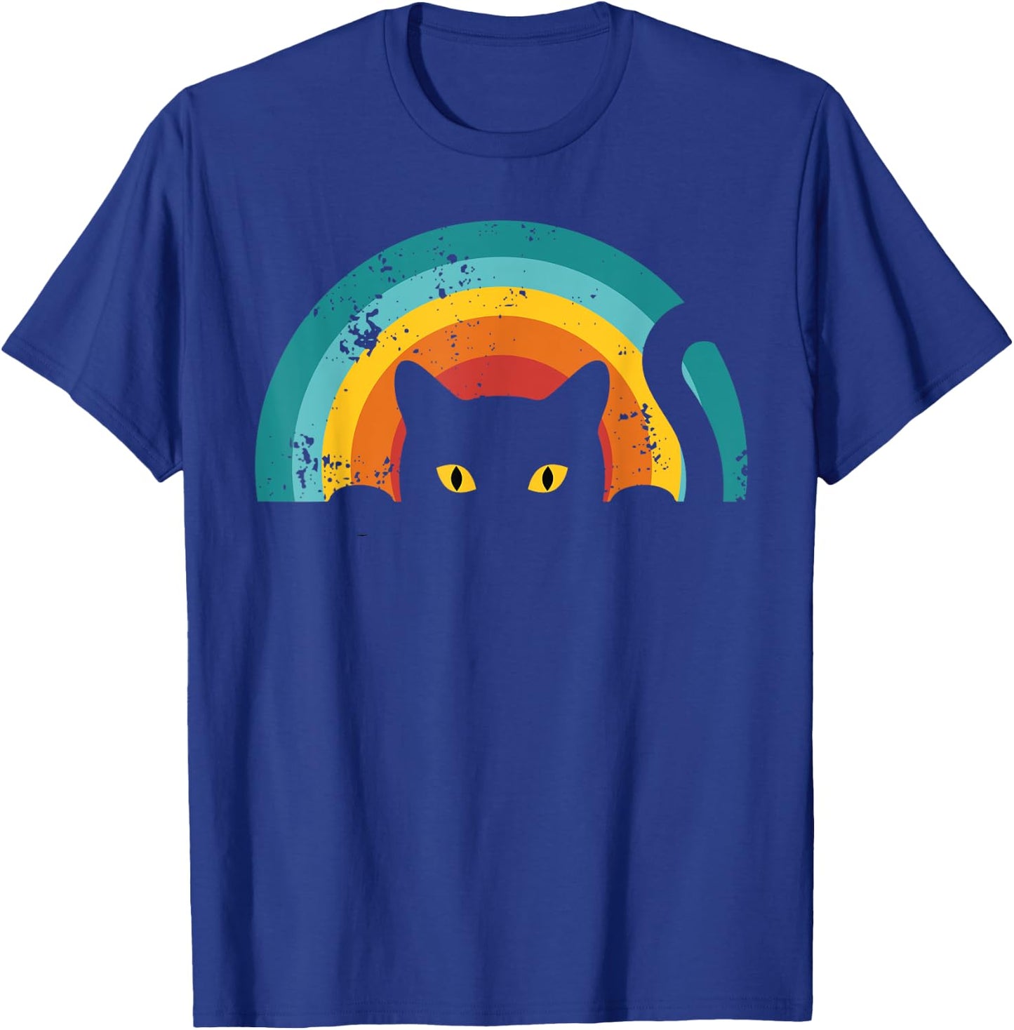Vintage Style Cat Retro Distressed Cat T-Shirt - T-Shirt | Royal