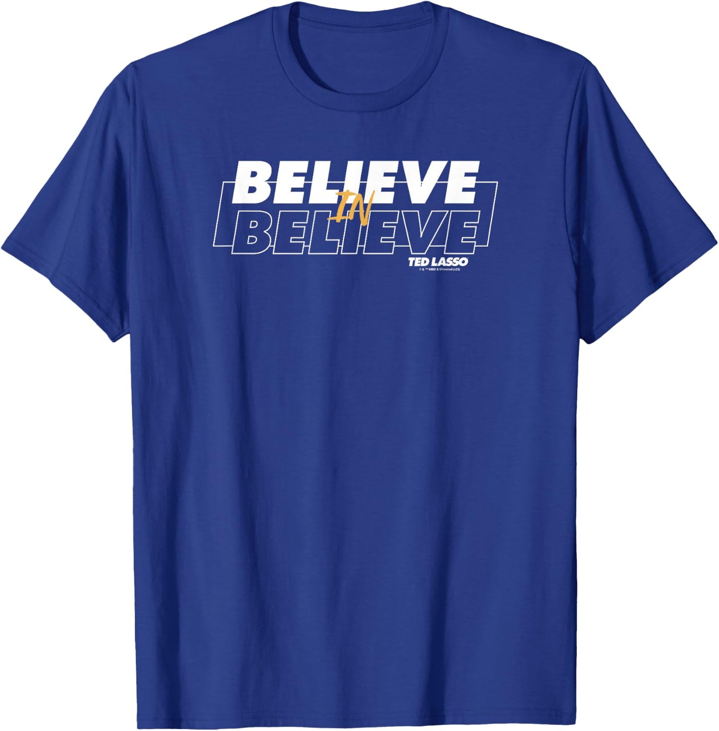Ted Lasso Believe In Believe Text Outline Logo T-Shirt - T-Shirt | Royal