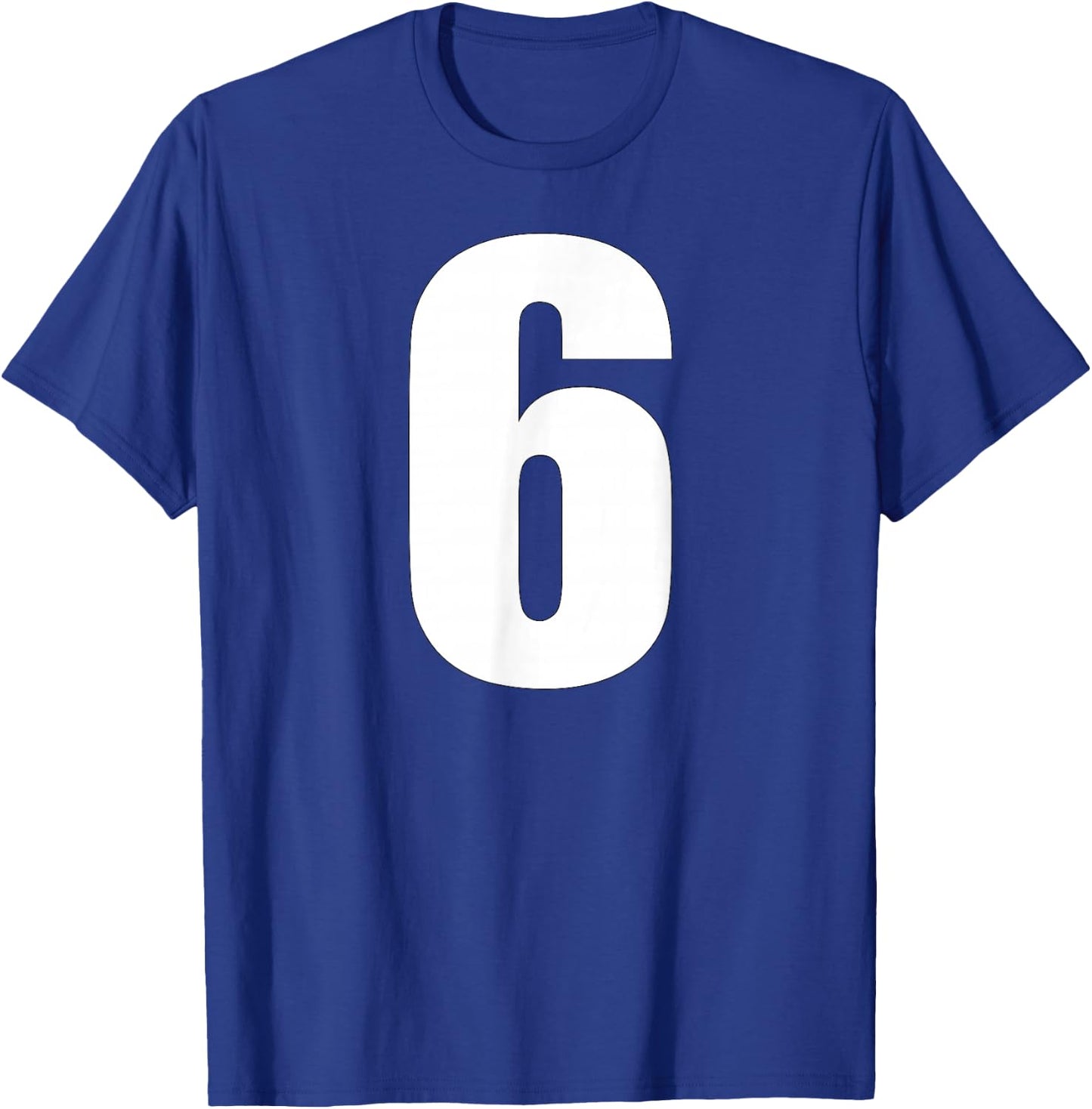 Number Six Numeral 6 Plain White Numbers T-Shirt - T-Shirt | Royal