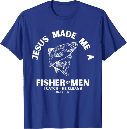 Christian Fishermen Religious Bible Verse Fishing T-Shirt - T-Shirt | Royal