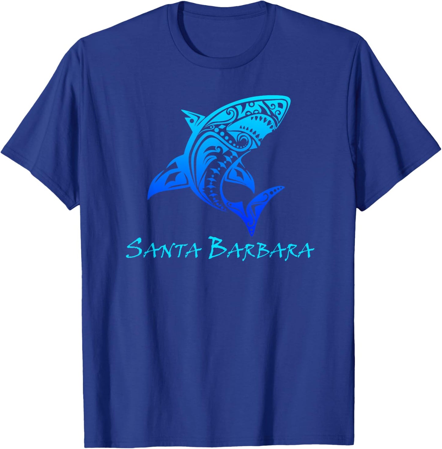 Santa Barbara, California Vintage Vacation Tribal Shark T-Shirt - T-Shirt | Royal
