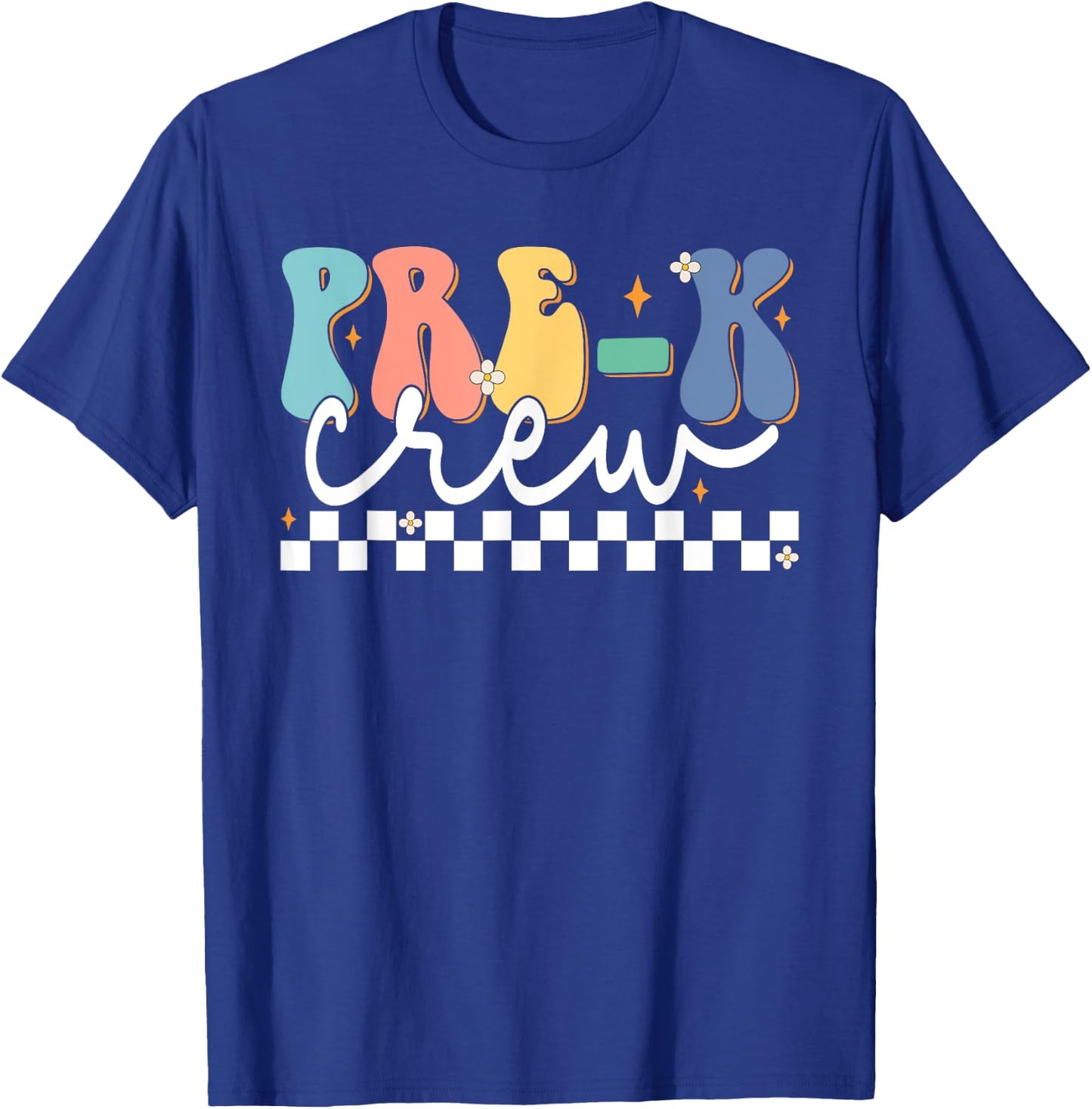 Pre-k Crew Groovy First Day Of School Pre-k Teacher Crew T-Shirt - T-Shirt | Royal