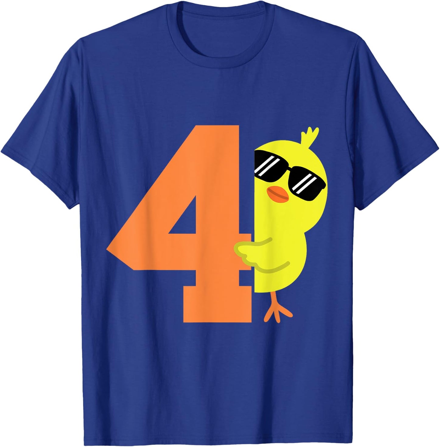 Kids 4th Birthday Chicken Themed Cute 4 Year Old Boys Chick T-Shirt - T-Shirt | Royal