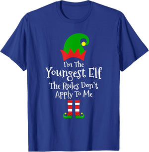 I'm The Youngest ELF The Rules Don't Apply To Me Men Women T-Shirt - T-Shirt | Royal