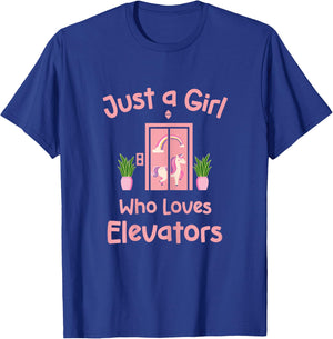 Just A Girl Who Loves Elevators Cute Distracted By Elevator T-Shirt - T-Shirt | Royal