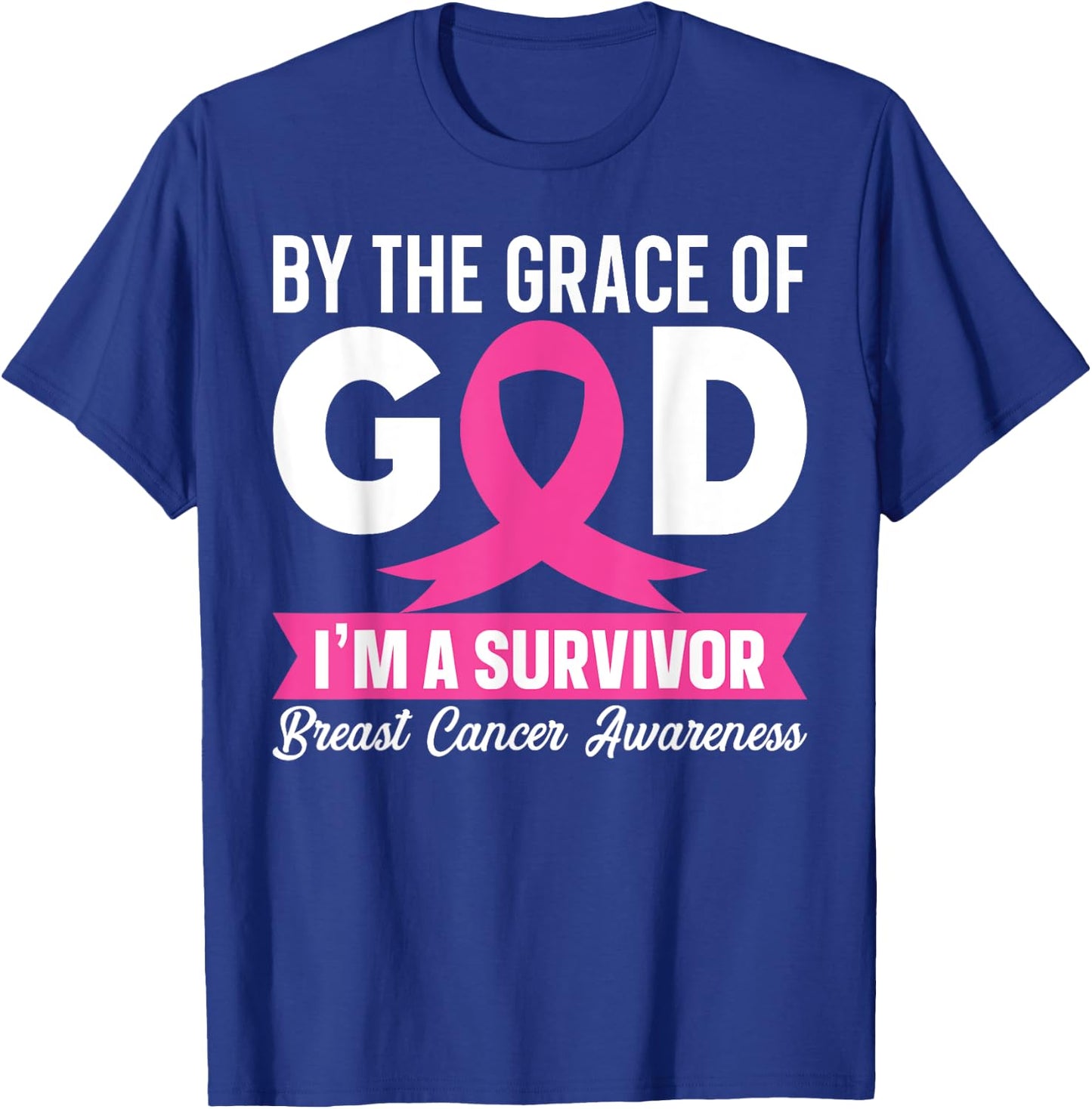 Breast Cancer Awareness Shirt God's Survivor Pink Ribbon T-Shirt - T-Shirt | Royal
