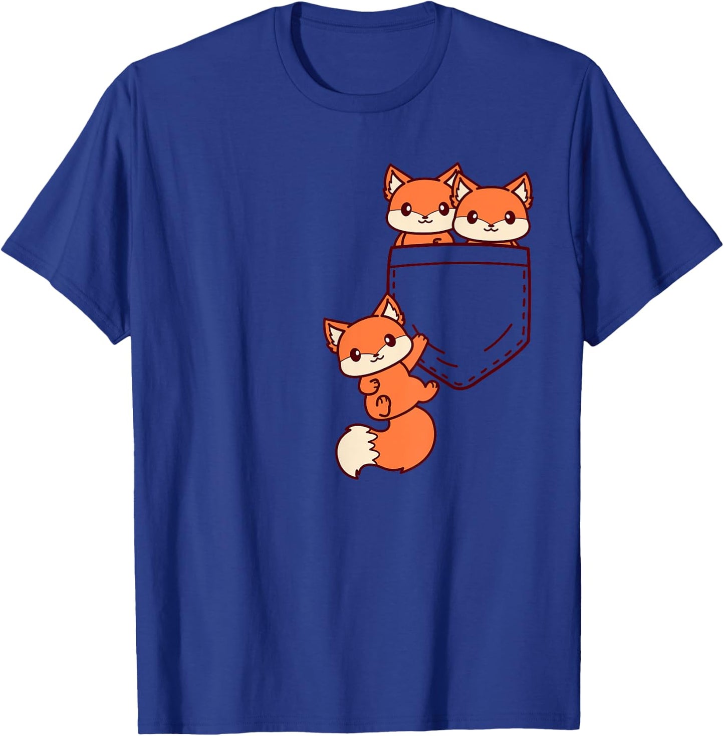 For Fox Lovers Cute Kawaii Baby Fox In Pocket T-Shirt - T-Shirt | Royal