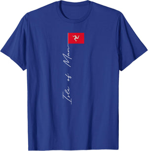 Isle of Man Signature Flag Pole Patriotic Isle of Man Flag T-Shirt - T-Shirt | Royal