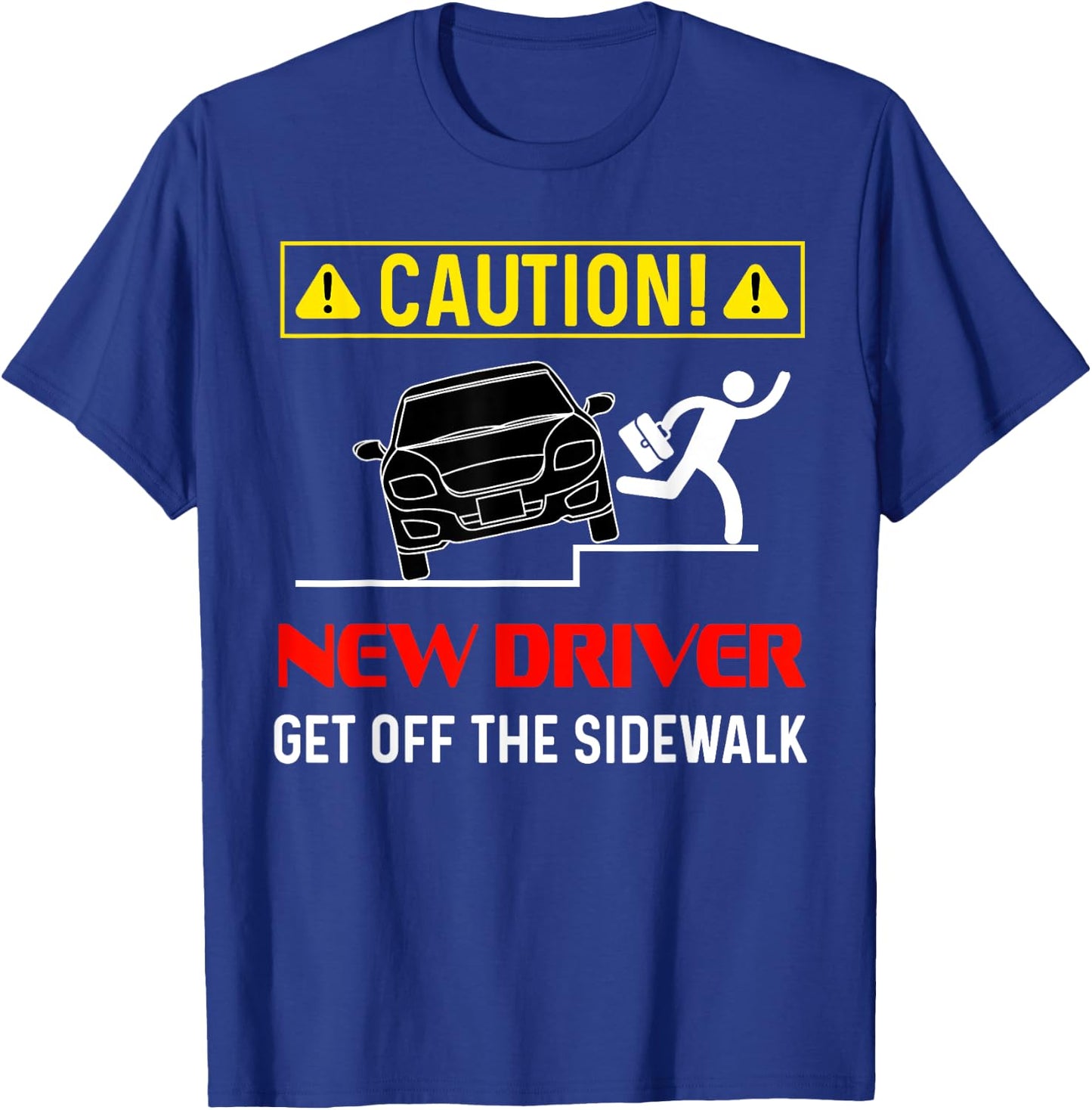 Caution New Driver Funny Student Learner's Permit Licensed T-Shirt - T-Shirt | Royal