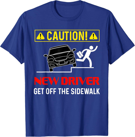 Caution New Driver Funny Student Learner's Permit Licensed T-Shirt - T-Shirt | Royal