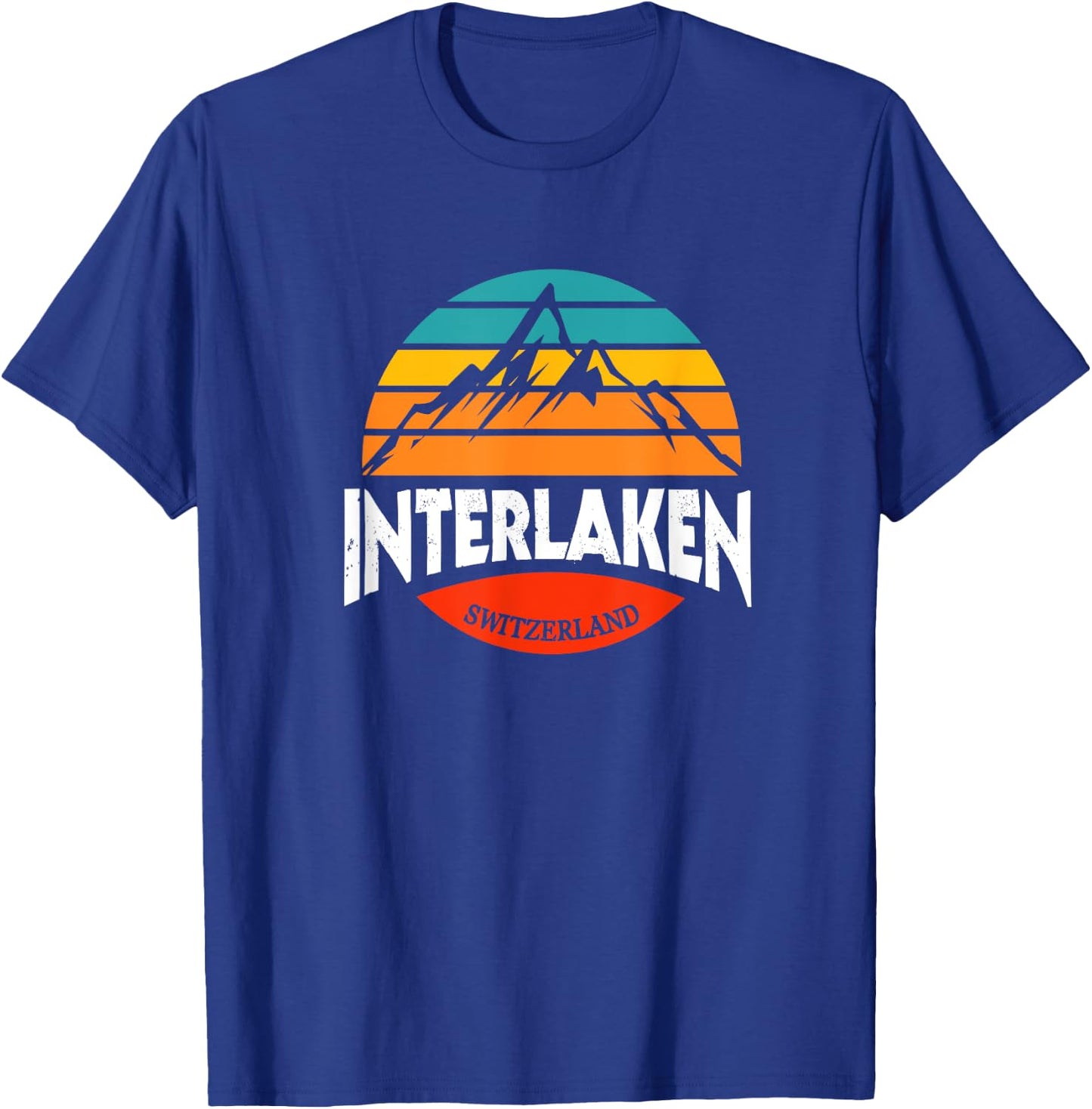 Interlaken Switzerland Mountains Bernese Alps Swiss Retro T-Shirt - T-Shirt | Royal