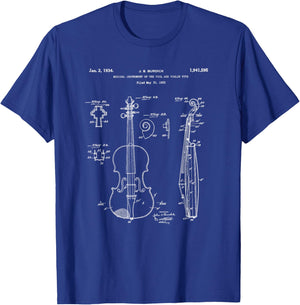 Vintage Patent Print 1932 Violin Player T-Shirt - T-Shirt | Royal