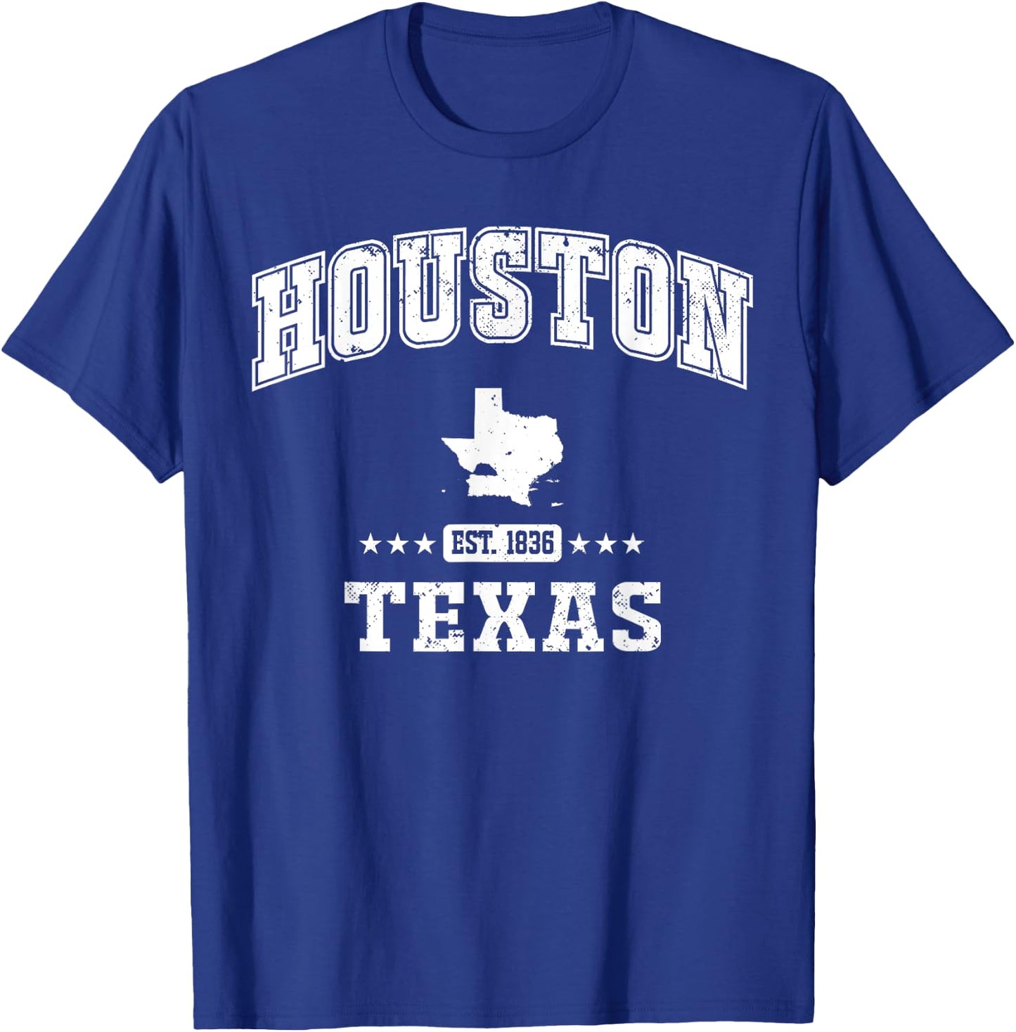 Houston Texas TX Vintage Sports Athletic T-Shirt - T-Shirt | Royal