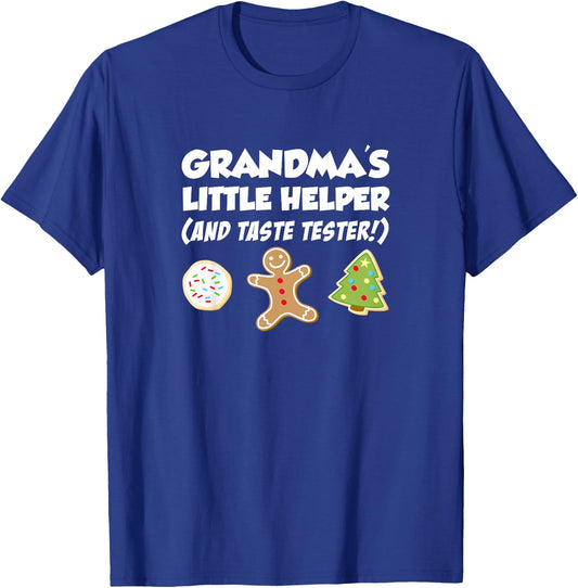Kids Grandma's Little Helper Christmas Cookie Baking T-Shirt - T-Shirt | Royal