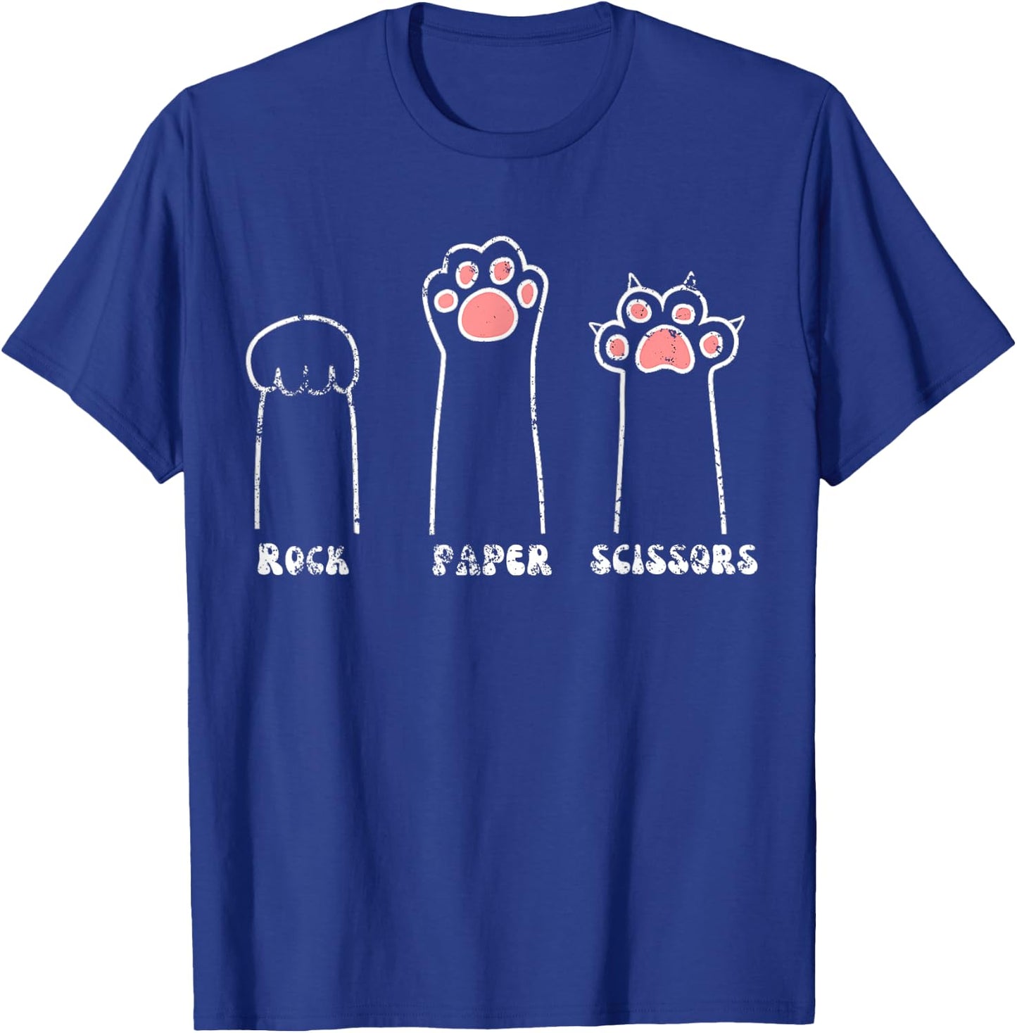 Rock Paper Scissors Hand Game Cute Paw Pet Lover Funny Cat T-Shirt - T-Shirt | Royal