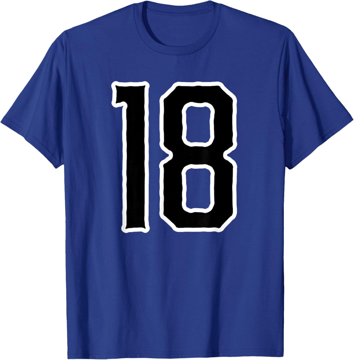 Number #18 White Black Sport Number 18 T-Shirt - T-Shirt | Royal