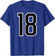 Number #18 White Black Sport Number 18 T-Shirt - T-Shirt | Royal