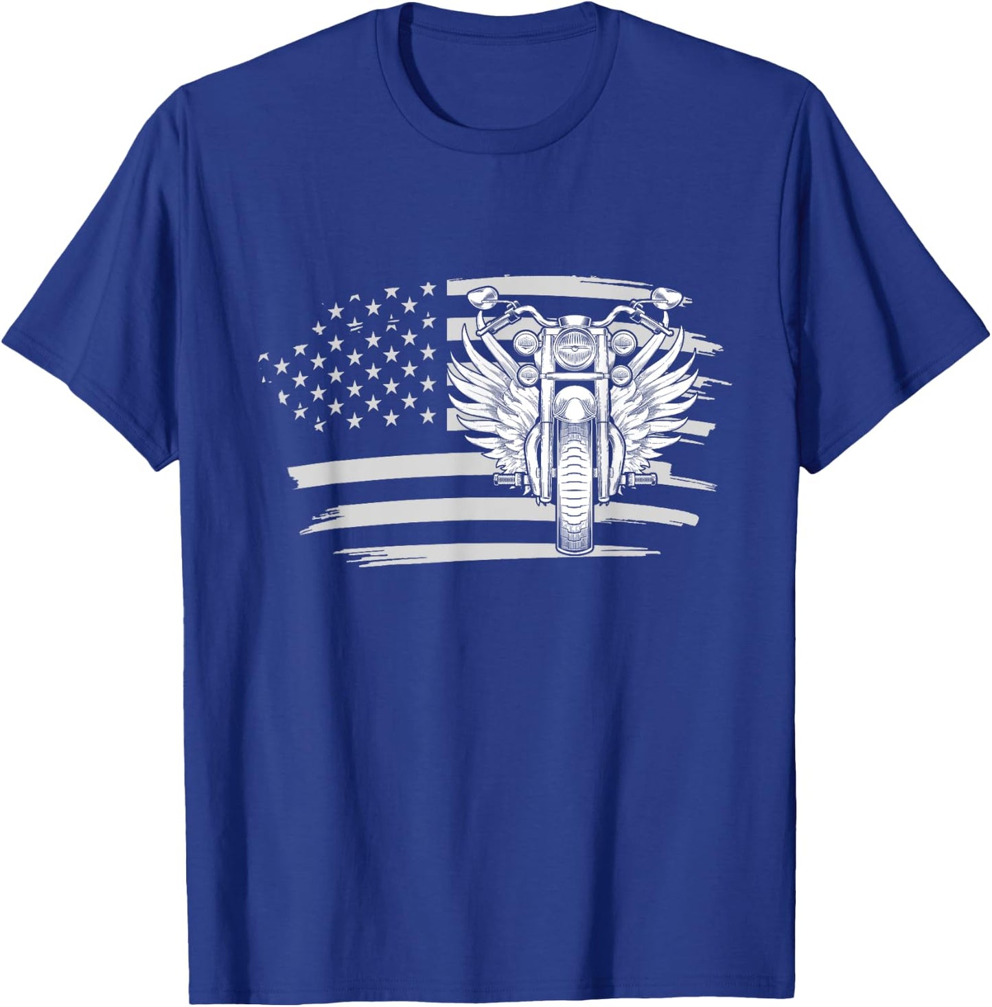 Patriotic American Biker Motorcycle Rider Gift US Flag Biker Men T-Shirt - T-Shirt | Royal