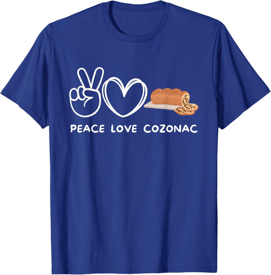 Peace, Love Cozonac Retro Cozonac Lover Food Lover T-Shirt - T-Shirt | Royal