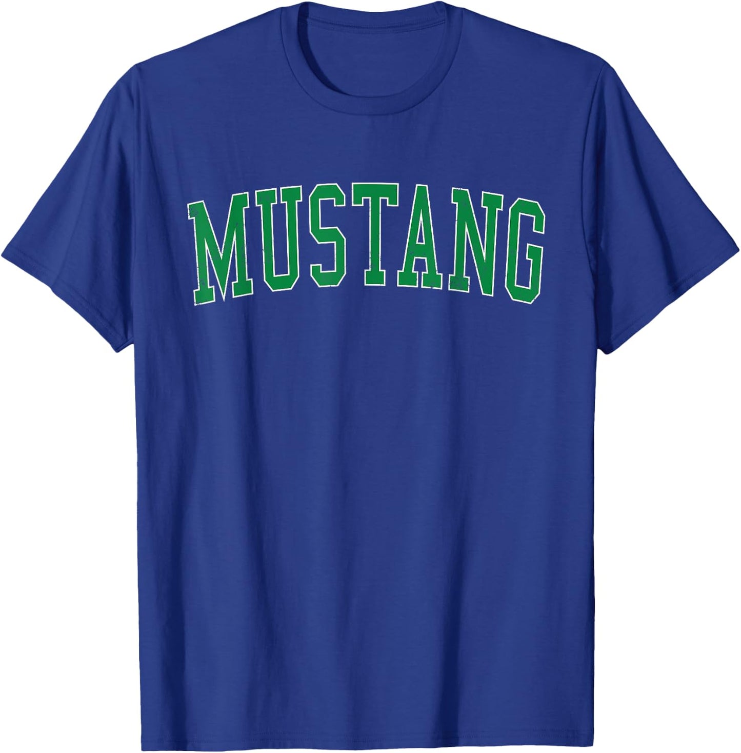 Vintage Mustang OK Distressed Green Varsity Style T-Shirt - T-Shirt | Royal