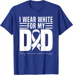 I Wear White For My Dad White Ribbon Lung Cancer Awareness T-Shirt - T-Shirt | Royal