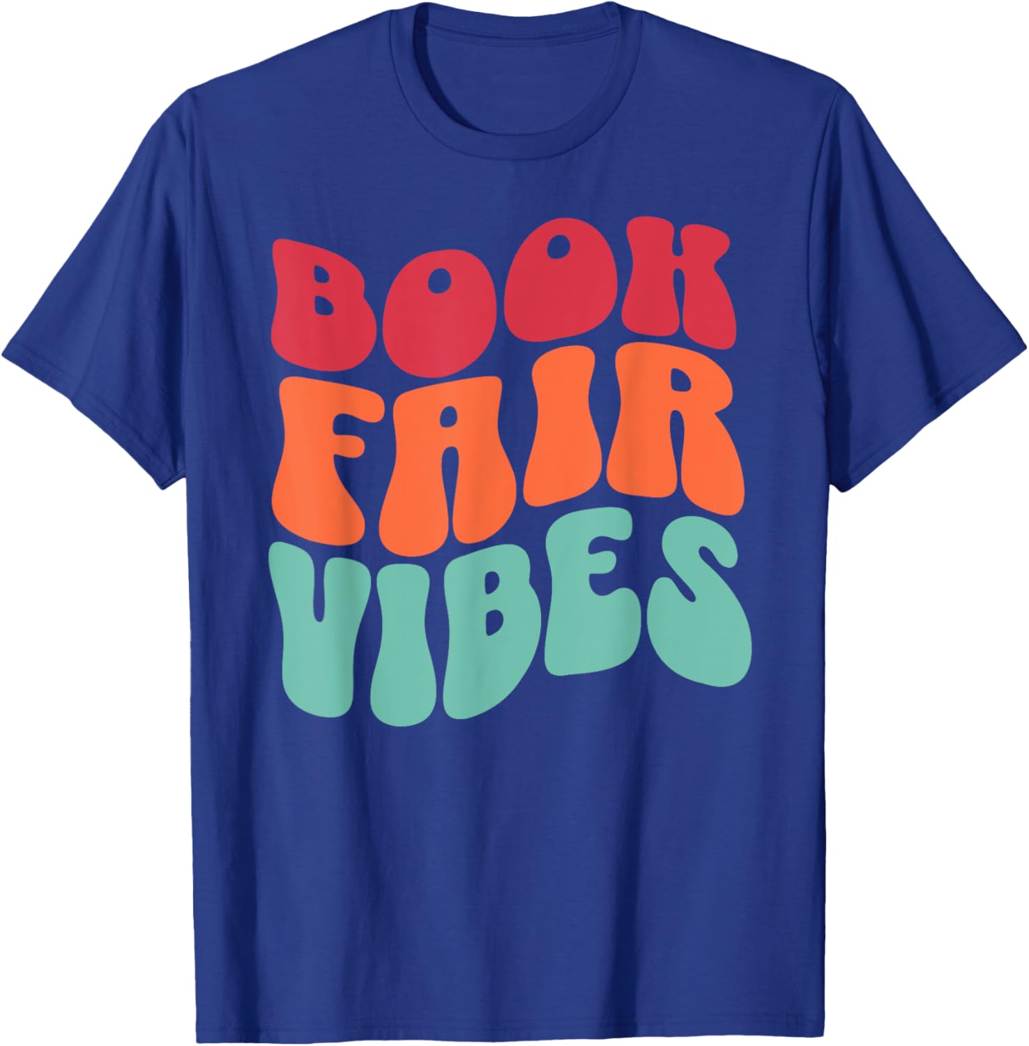 School Book Fair Vibe Groovy 70s Retro Reading Librarian T-Shirt - T-Shirt | Royal