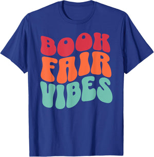 School Book Fair Vibe Groovy 70s Retro Reading Librarian T-Shirt - T-Shirt | Royal