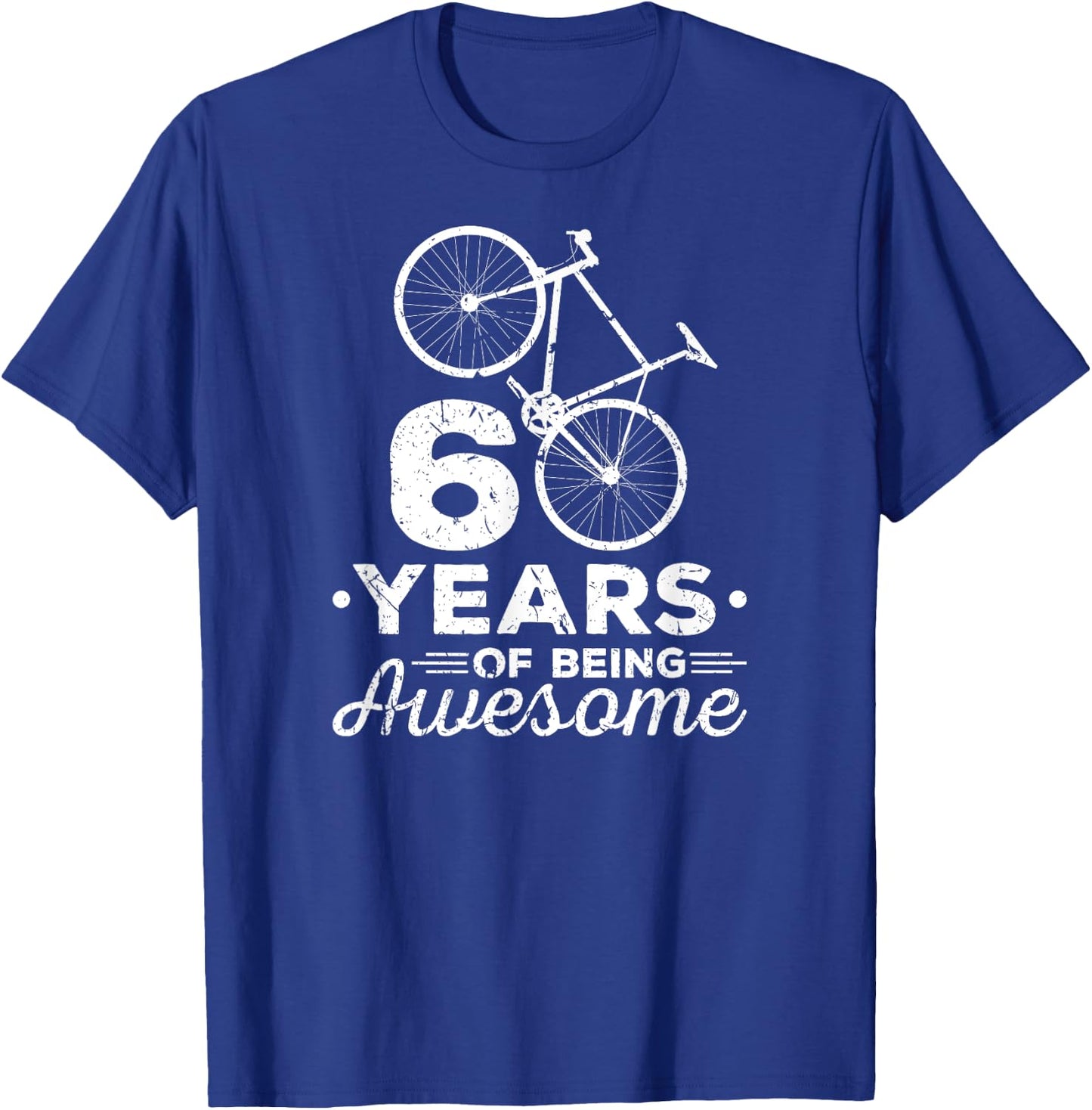 60 Years Of Being Awesome Road Bike Cycling Bicycle T-Shirt - T-Shirt | Royal