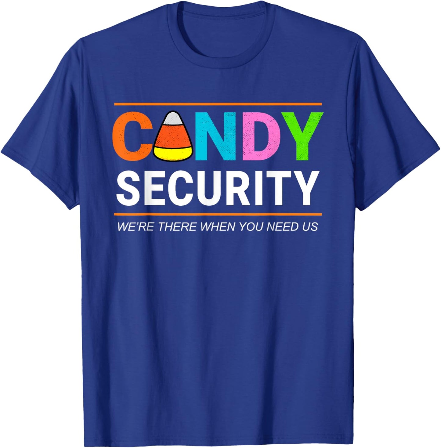 Halloween Candy Corn CANDY SECURITY Funny Halloween T-Shirt - T-Shirt | Royal