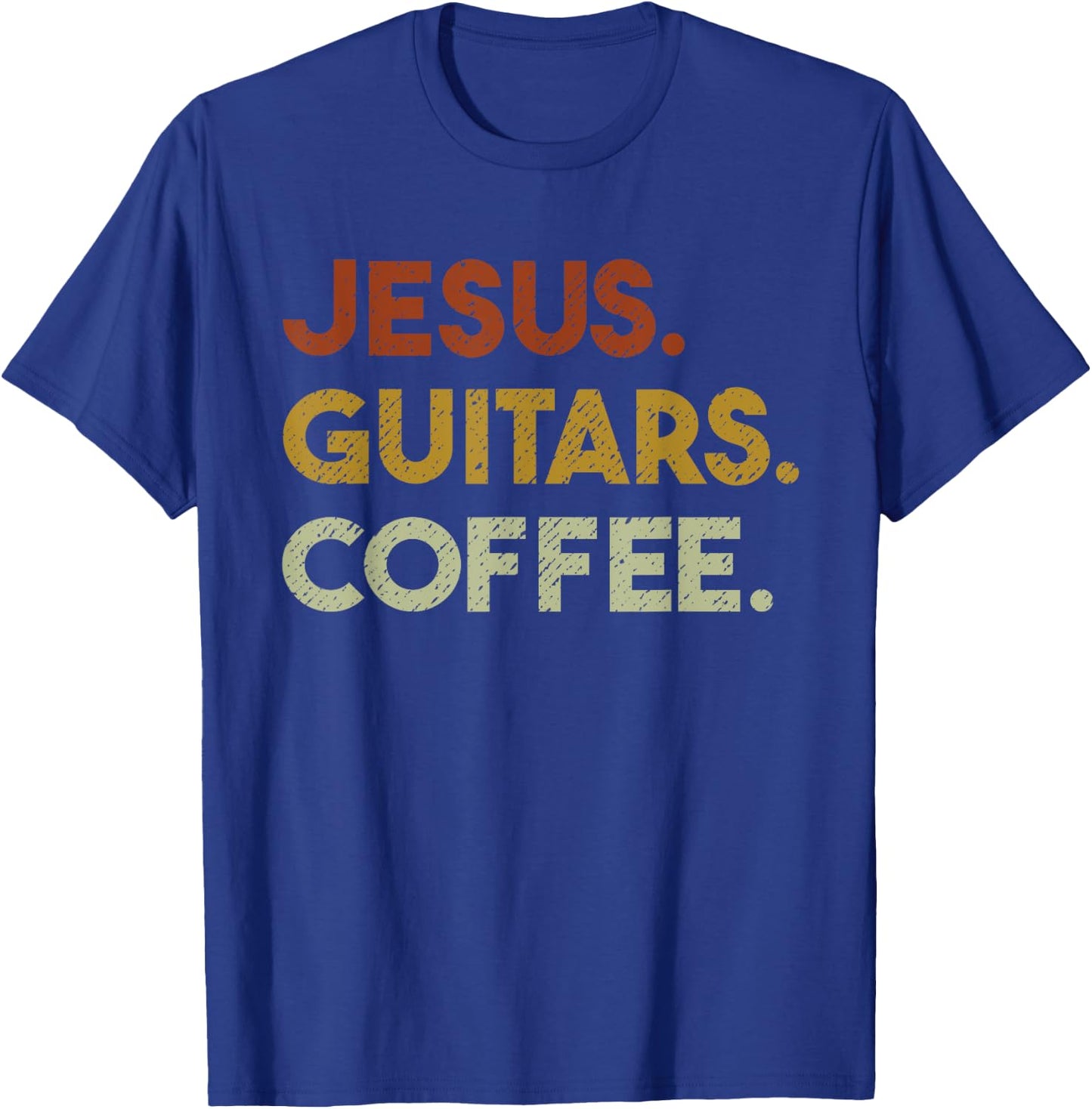 Jesus Guitars Coffee - Christian Men Guitar Worship T-Shirt - T-Shirt | Royal