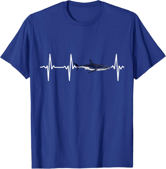 Shortfin Mako Shark Heartbeat Shark Lovers T-Shirt - T-Shirt | Royal