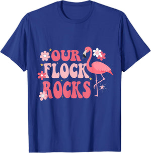 Our Flock Rocks Flamingo Mother's Day Groovy T-Shirt - T-Shirt | Royal