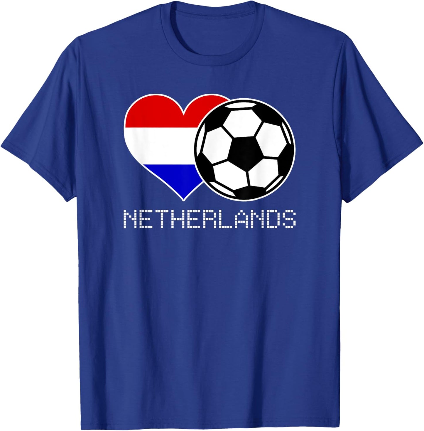 Netherlands Soccer Dutch Flag Love Nederland Pride Heart T-Shirt - T-Shirt | Royal